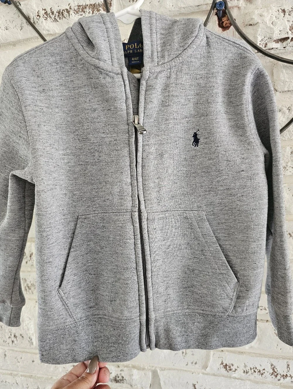 Ralph Lauren Kids Light Gray Hooded Zip Sweatshirt